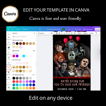 Halloween Video Invitation | Animated Halloween Digital Evite | Editable Canva Invite Template
