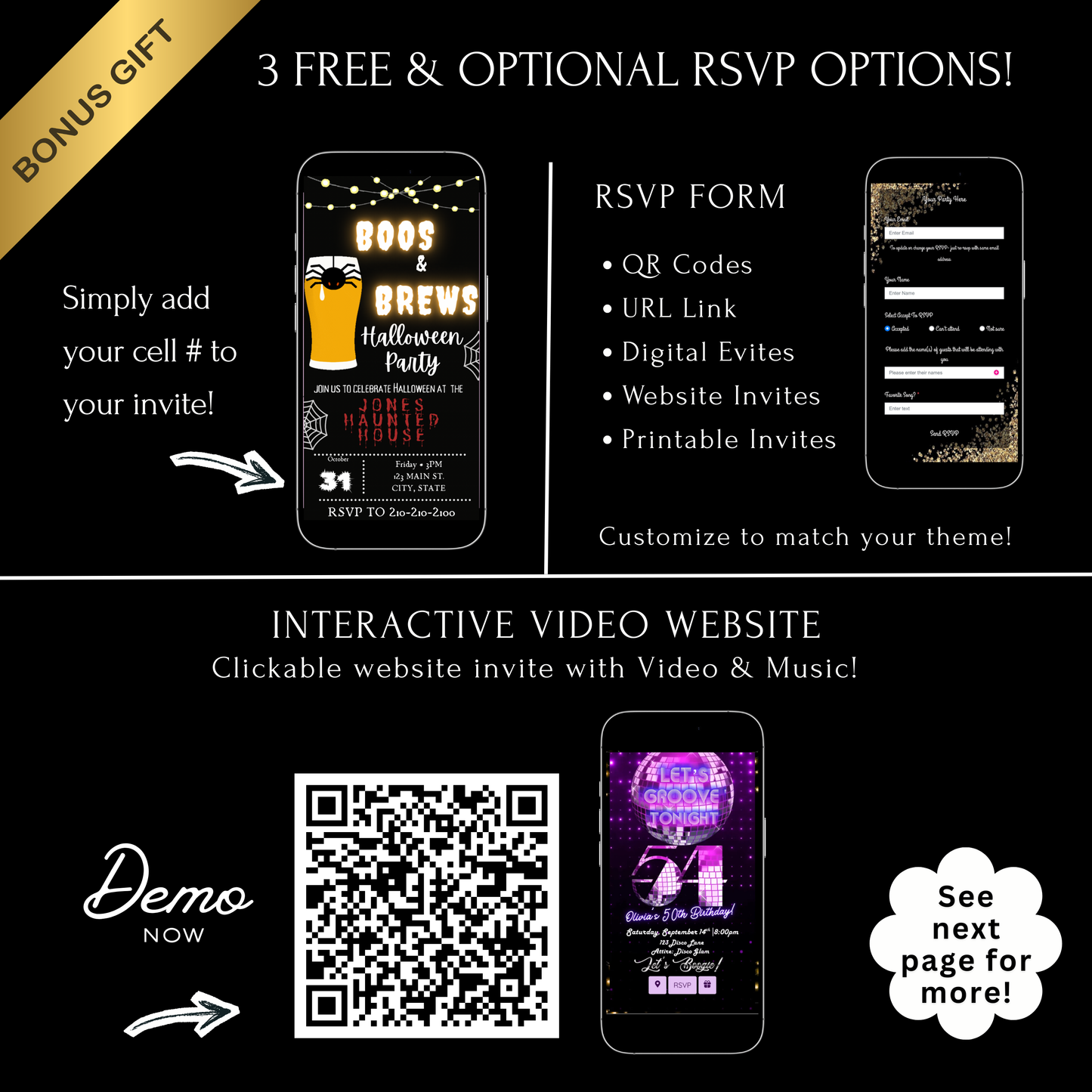 Halloween Video Invitation | Animated Halloween Digital Evite | Editable Canva Invite Template