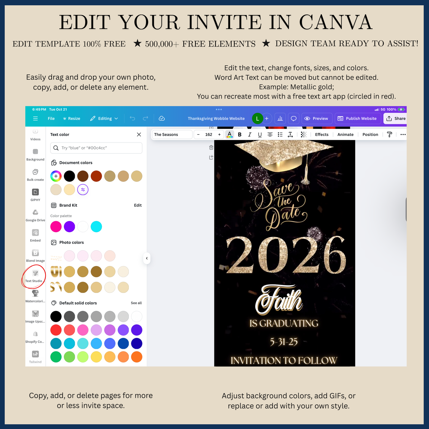 2026 Graduation Party Video Invitation | Digital Graduation Invite | Editable Online RSVP Evite Canva Template