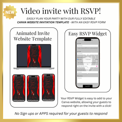 Stepping Into My Birthday Video Invite | Red Heel Birthday Digital Evite | Editable Canva Invite Template