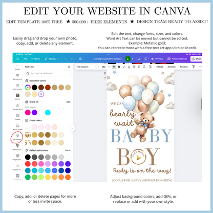 Bearly Wait Baby Shower Baby Shower Website Invite | Webpage with Music and RSVP | Baby Shower Canva Website Template