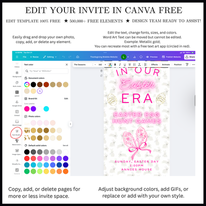 Easter Video Invitation, In my Easter Era Animated Invite, Digital Canva Template