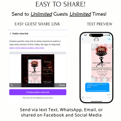 Showgirls Video Invitation | Animated Las Vegas Showgirl Digital Evite | Editable Canva Invite Template
