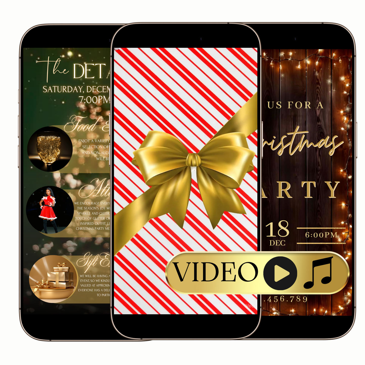 Rustic string lights video invitation digital template