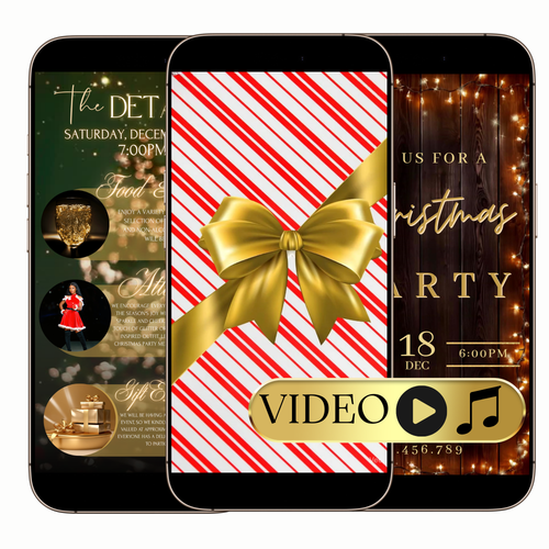 Rustic string lights video invitation digital template