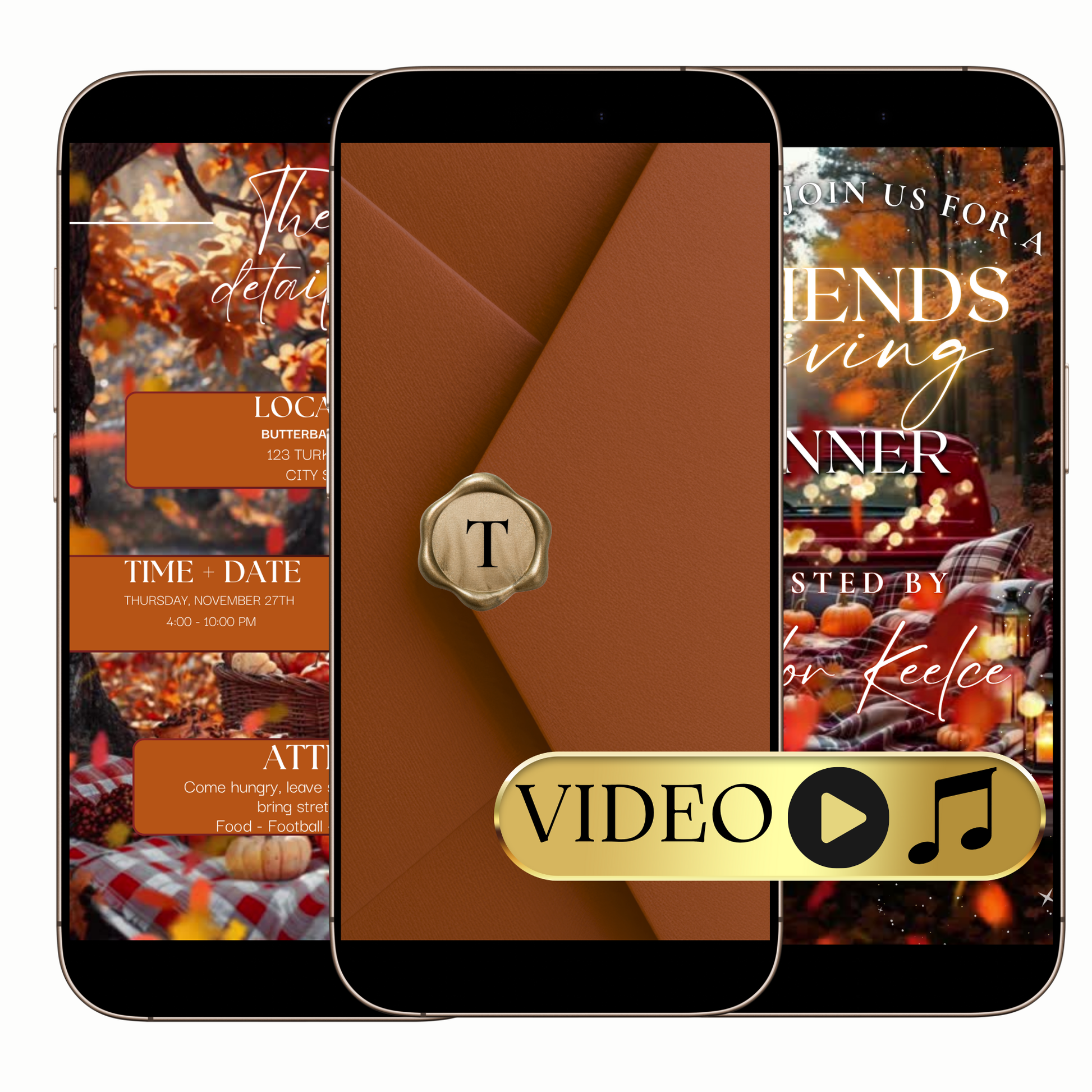 Friendsgiving autumn video invitation digital fall theme