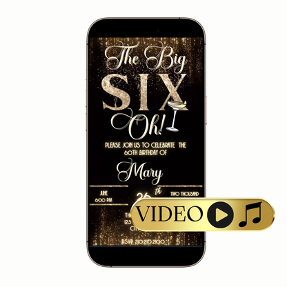 Editable Gold Sparkle and Bubbles Video Invitation Template