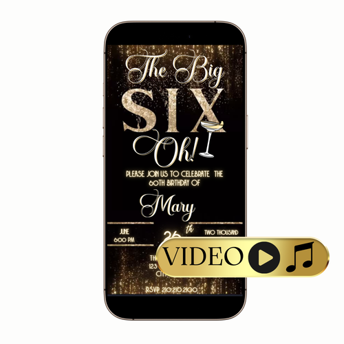 Editable Gold Sparkle and Bubbles Video Invitation Template