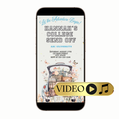 Editable Floral Adventure Drive Digital Video Invitation Template