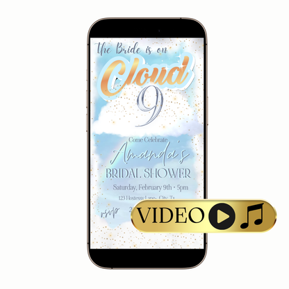 Cloud 9 bridal shower video invitation digital template