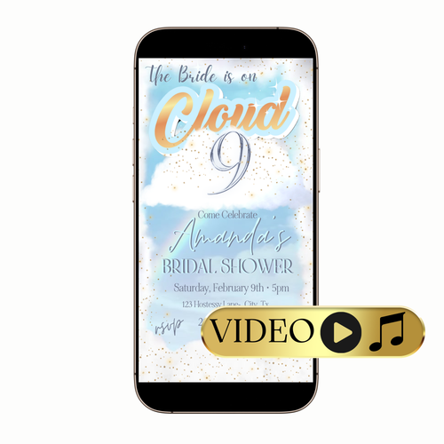Cloud 9 bridal shower video invitation digital template