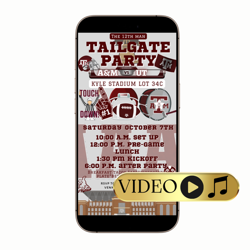 Texas A&M Aggies tailgate video invitation digital