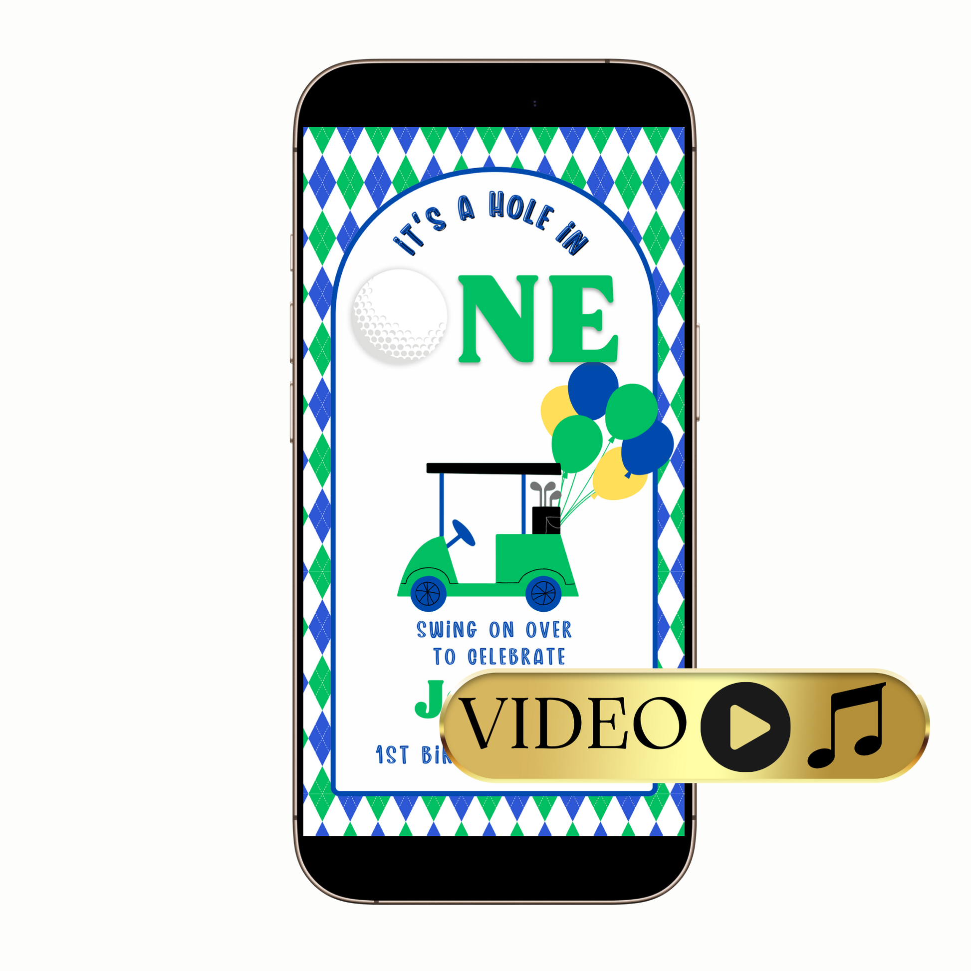 WhatsApp chat preview sending Hole in One golf video invitation