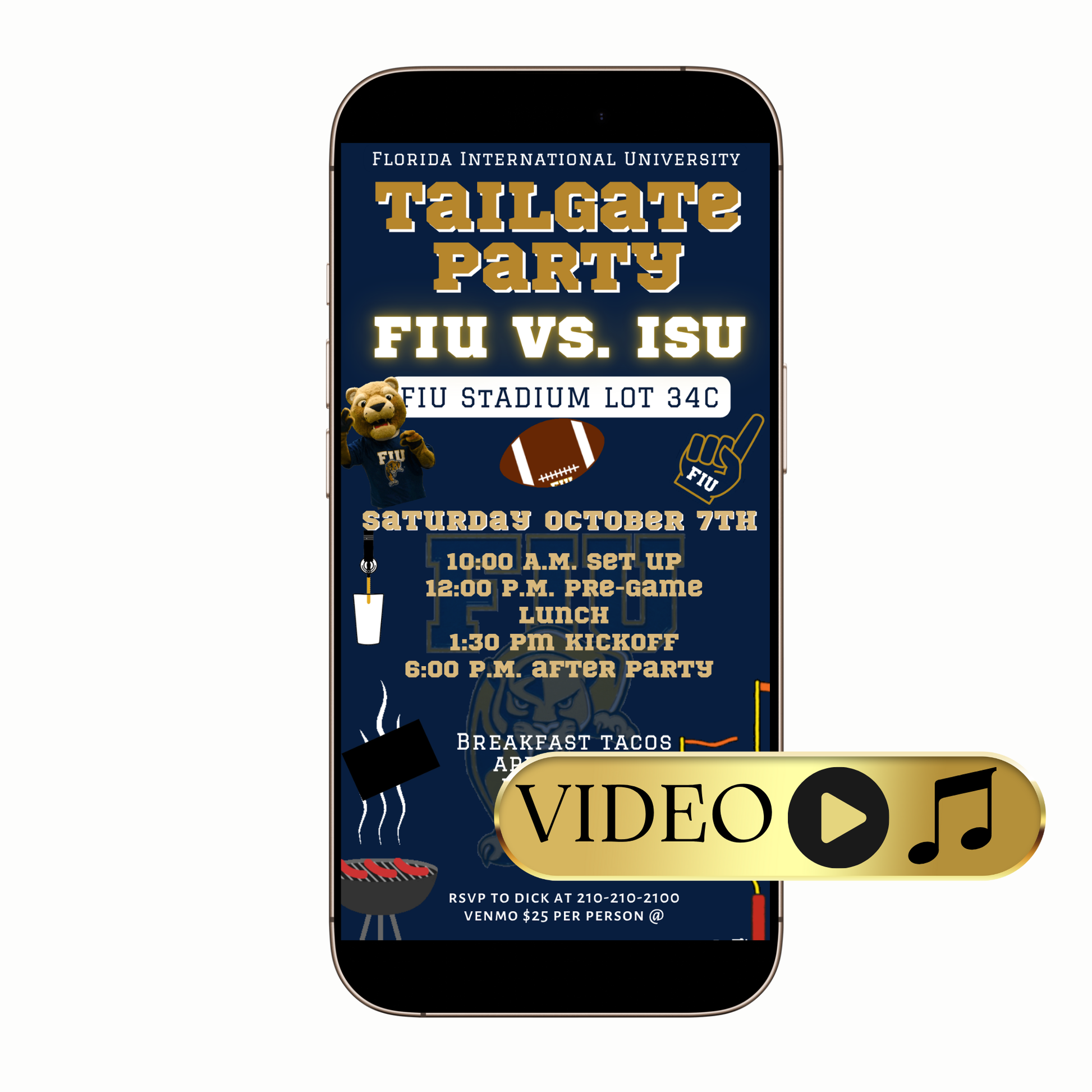 FIU Panthers tailgate video invitation digital template