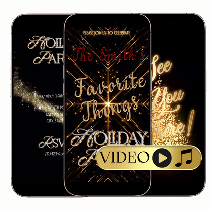 Digital Favorite Things Holiday Party Video Invitation – Elegant Christmas Celebration Evite MP4 Invite