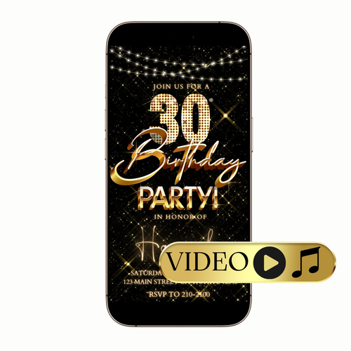 Editable Luxe Black and Gold Video Invitation Template