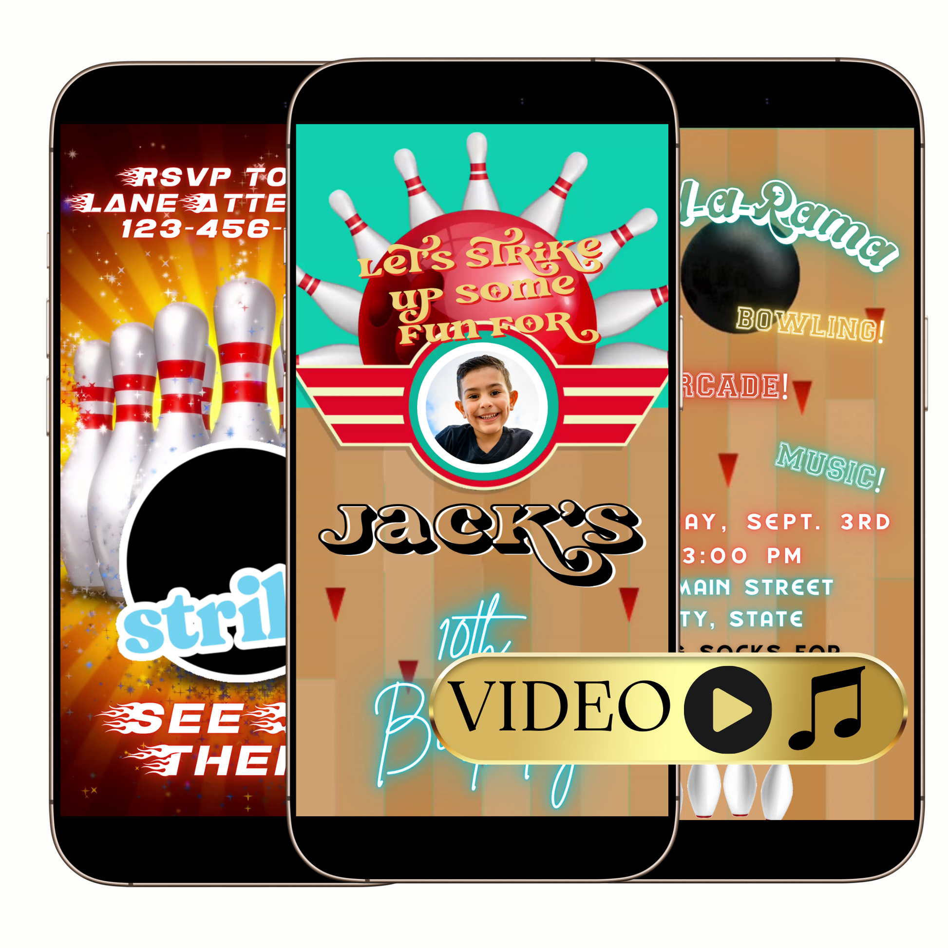 Editable Bowling Party Video Invitation