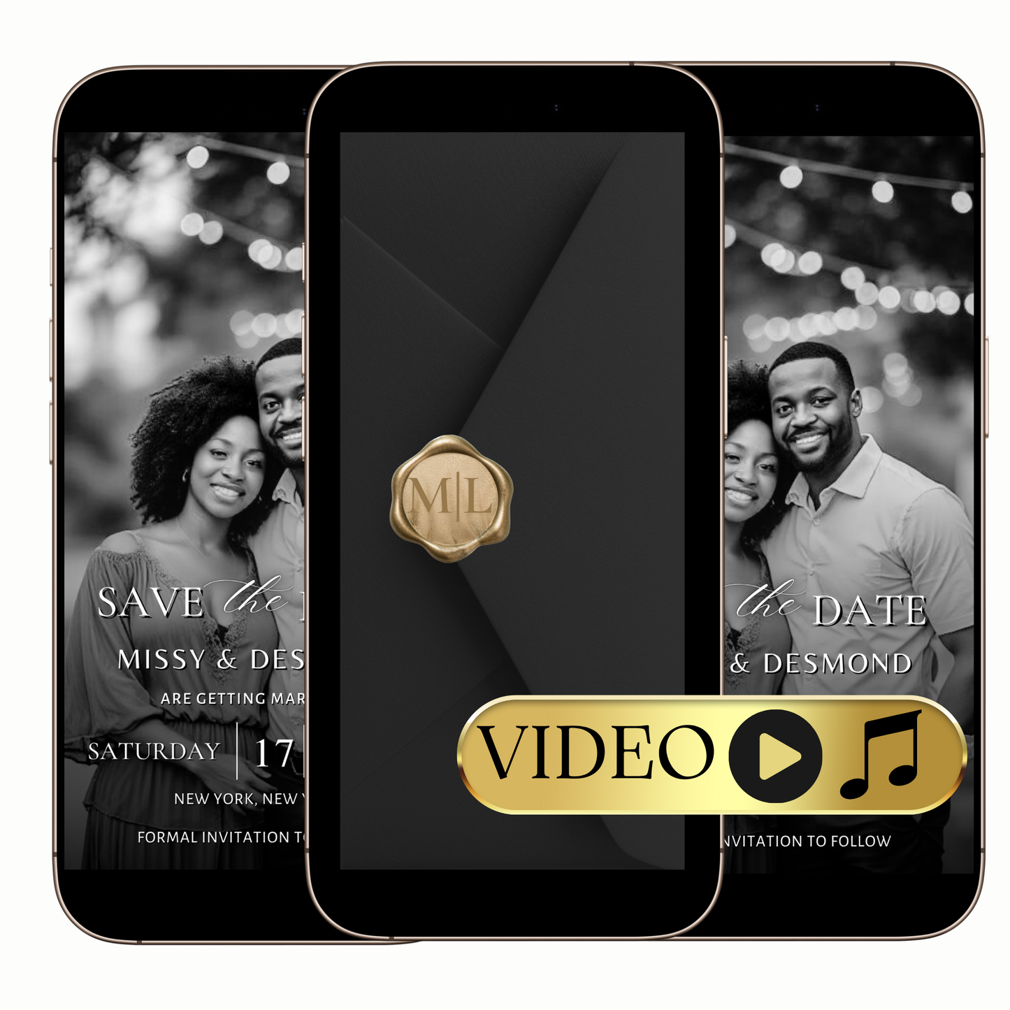 Digital save the date wedding video invitation template