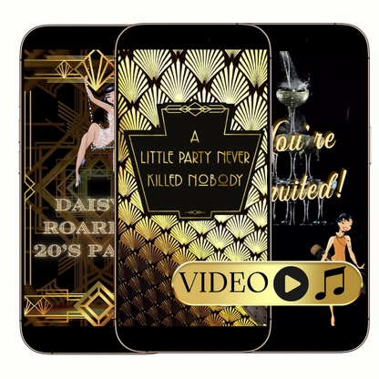 Editable Great Gatsby Party Video Invitation