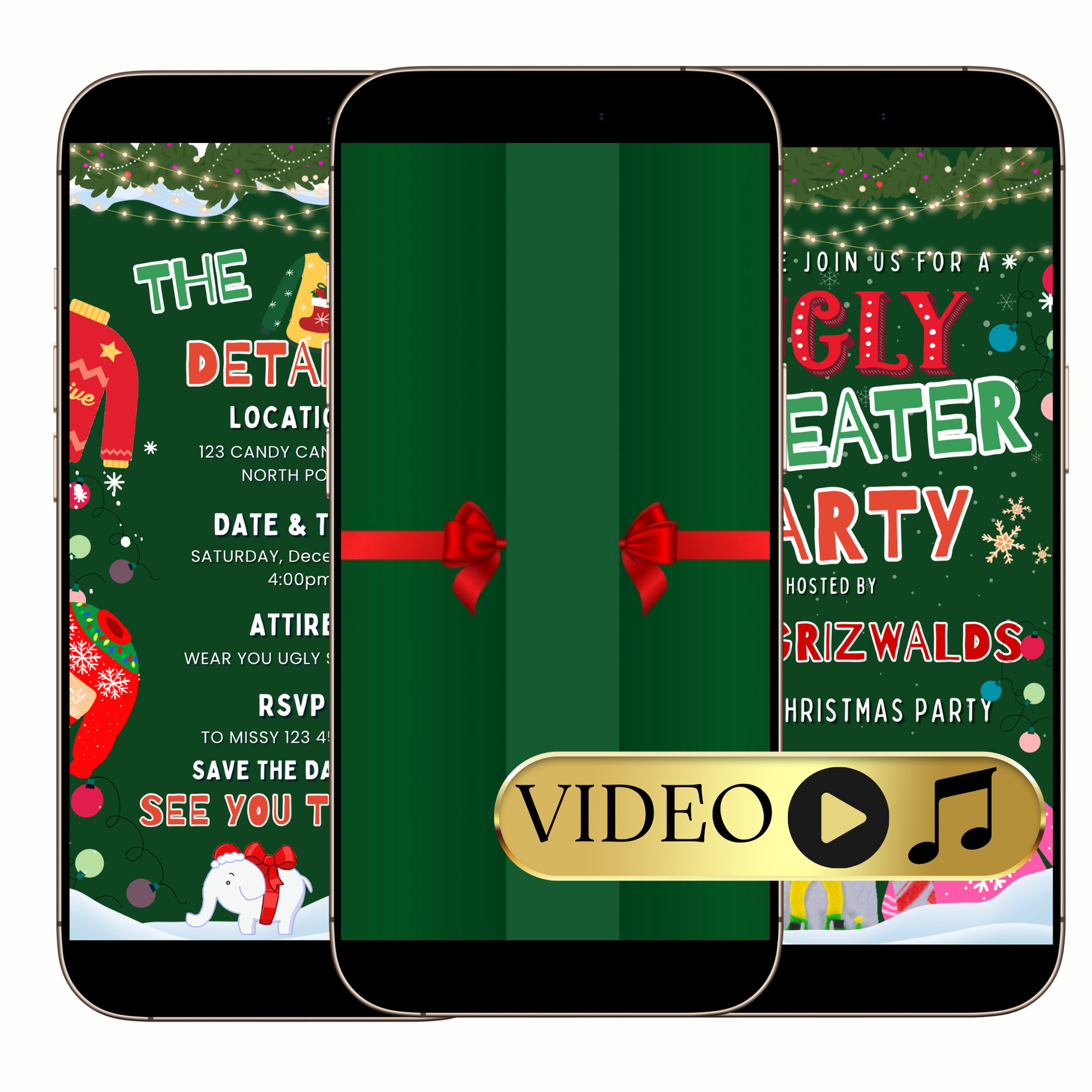 Ugly sweater party video invitation digital holiday
