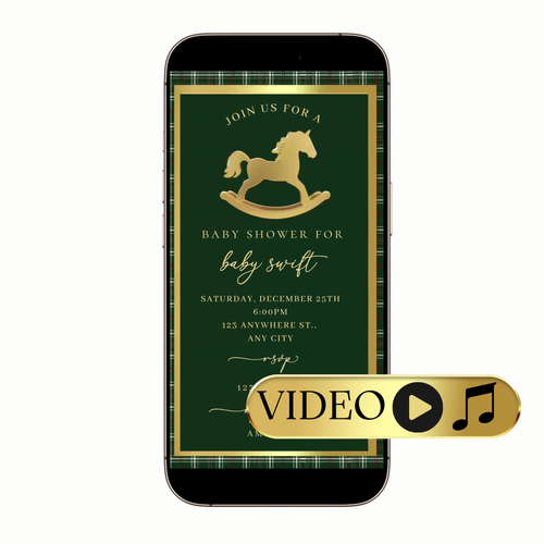 Green RL Horse digital video invite preview shown on laptop screen