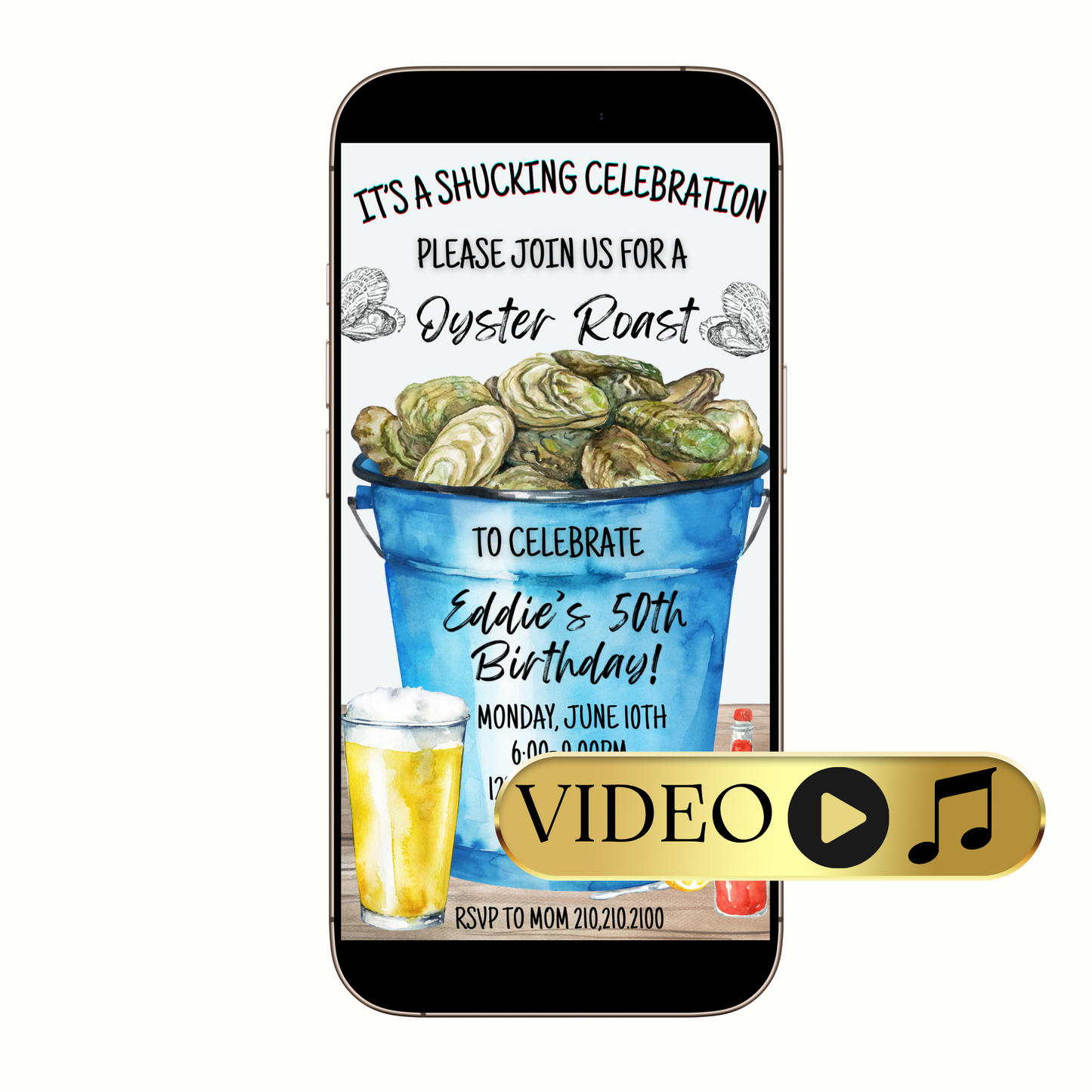 Editable Coastal Seafood Boil Video Invitation Template
