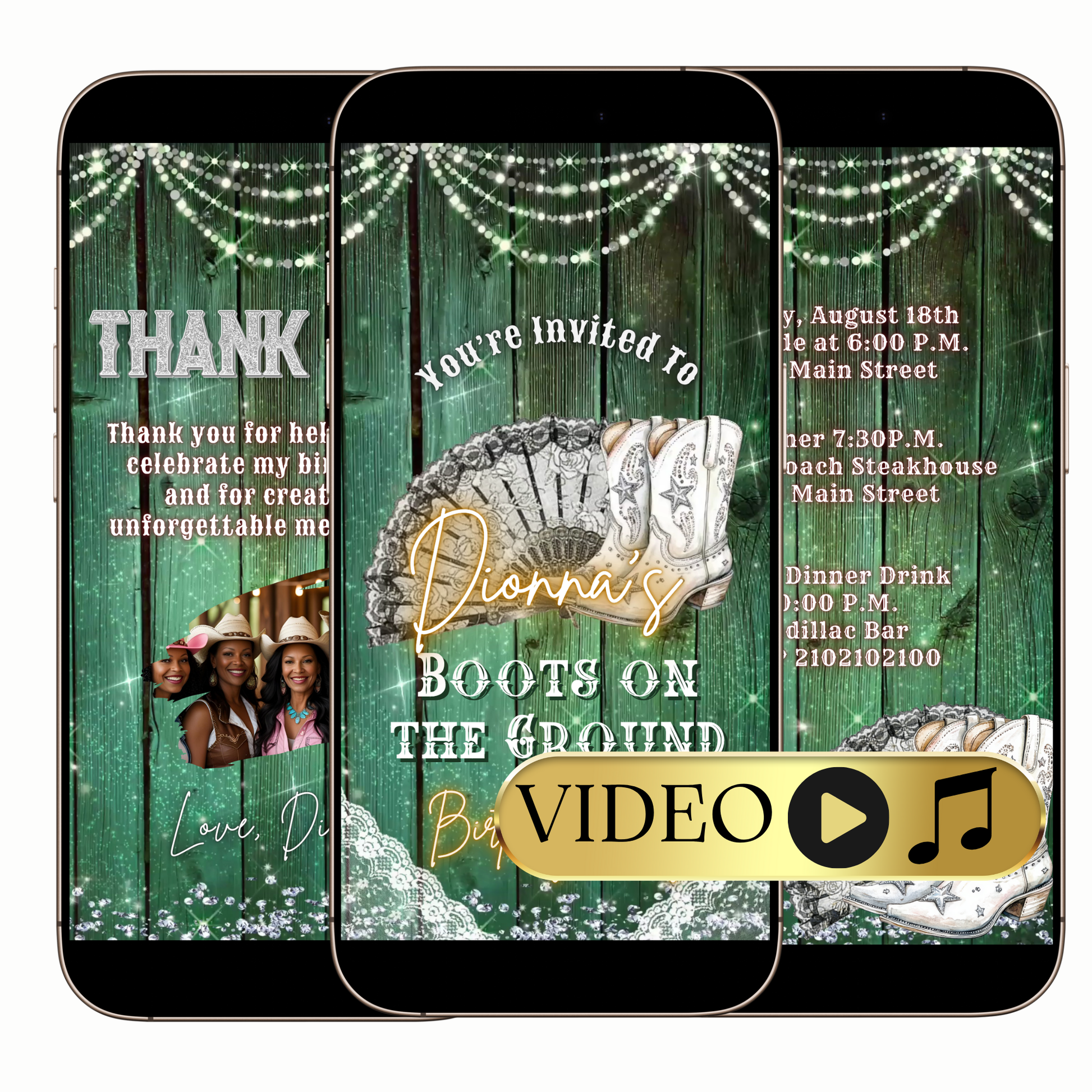 Editable Country Western Birthday Video Invitation