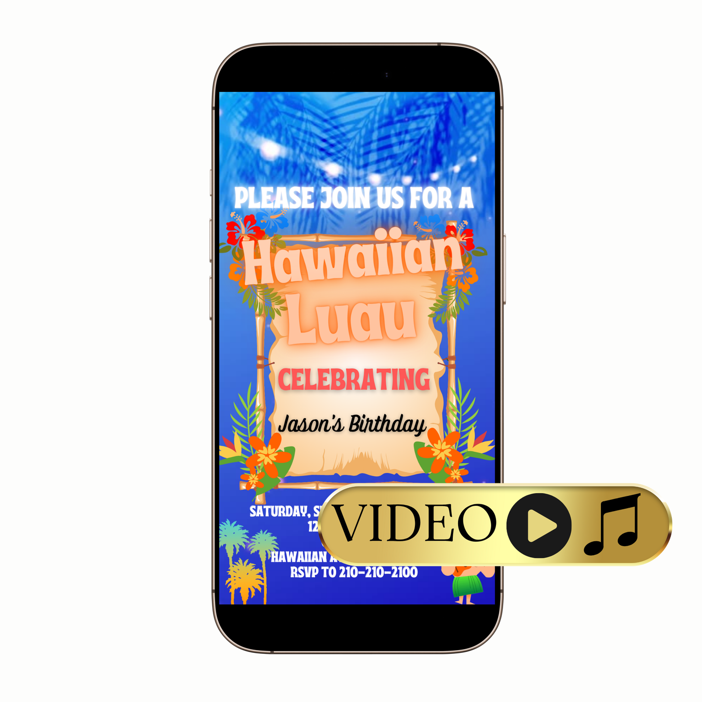 Digital Island Tiki Party Video Invitation MP4 Invite