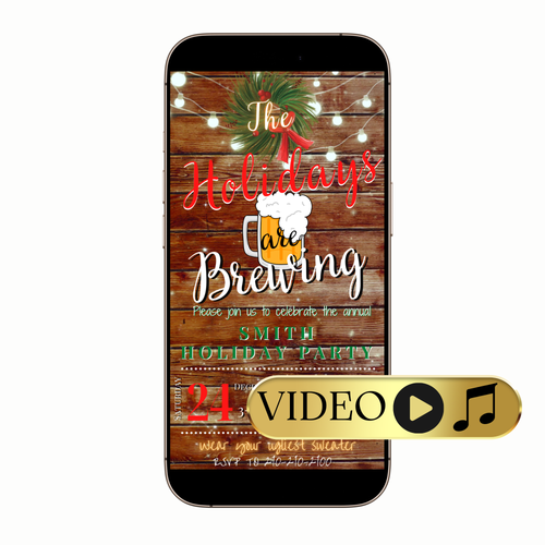 Holidays Are Brewing MP4 video invitation with playful fonts