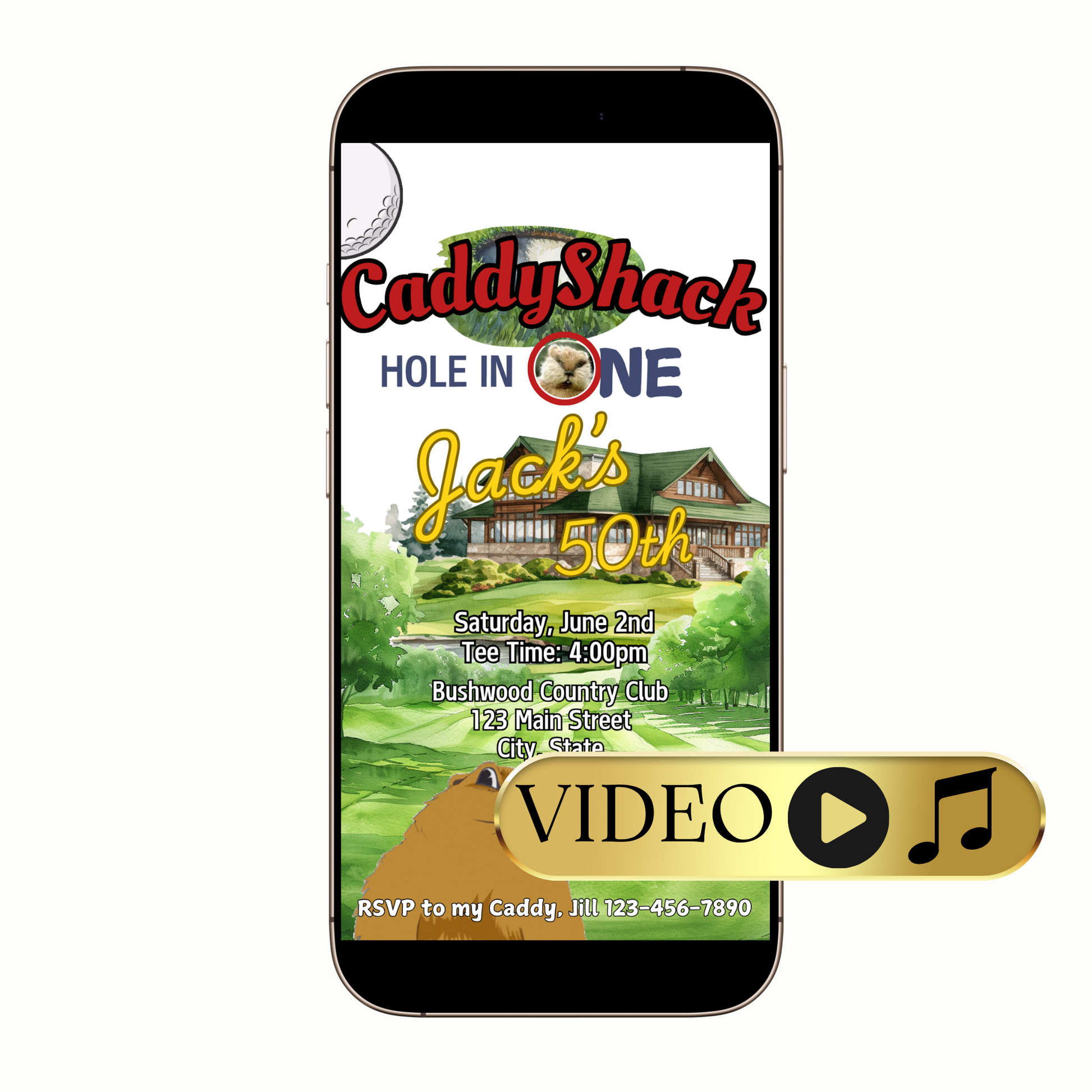 Instagram feed preview of Caddy Shack Invite digital invitation