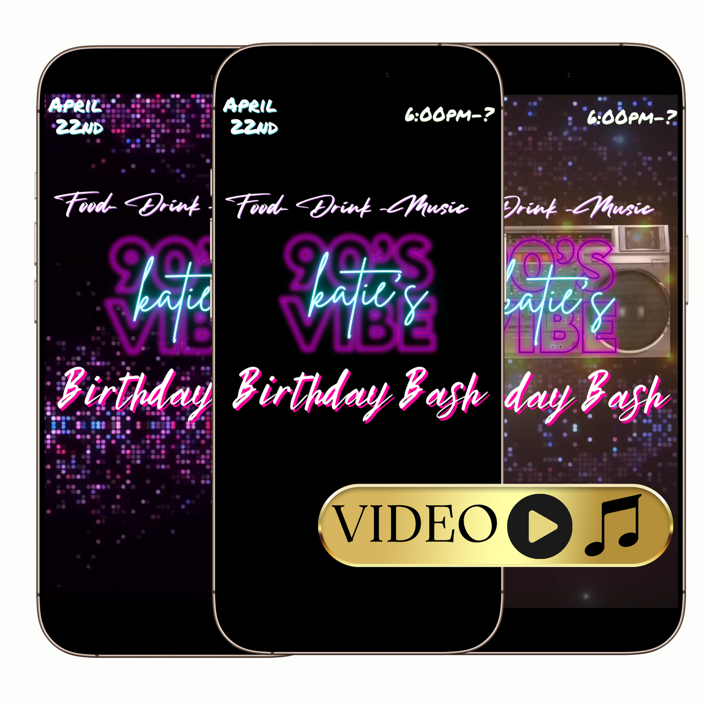 90s throwback retro video invitation digital template