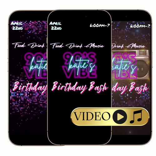 90s throwback retro video invitation digital template