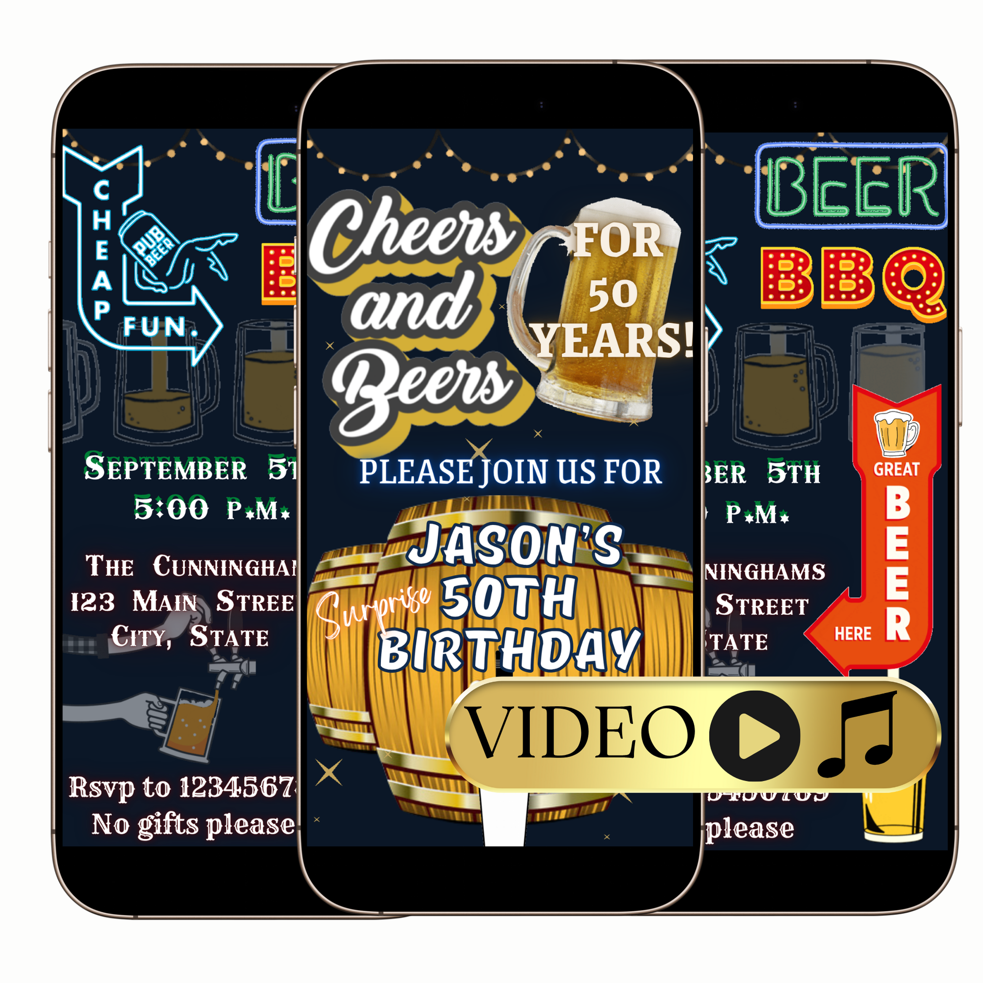 Digital cheers and beers milestone video invitation