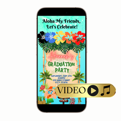 Editable Tropical Luau Digital Video Invitation Template