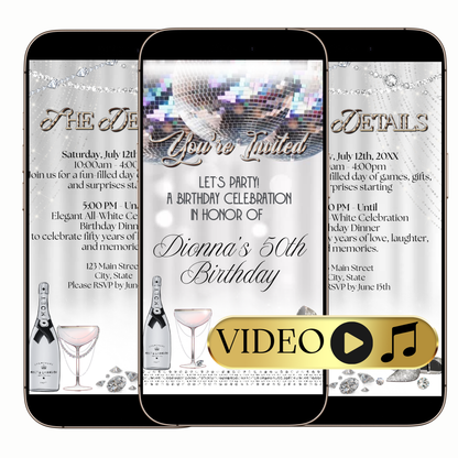 Champagne and diamonds video invitation digital