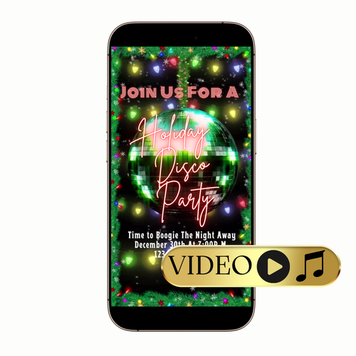 Festive lights disco ball video invitation digital