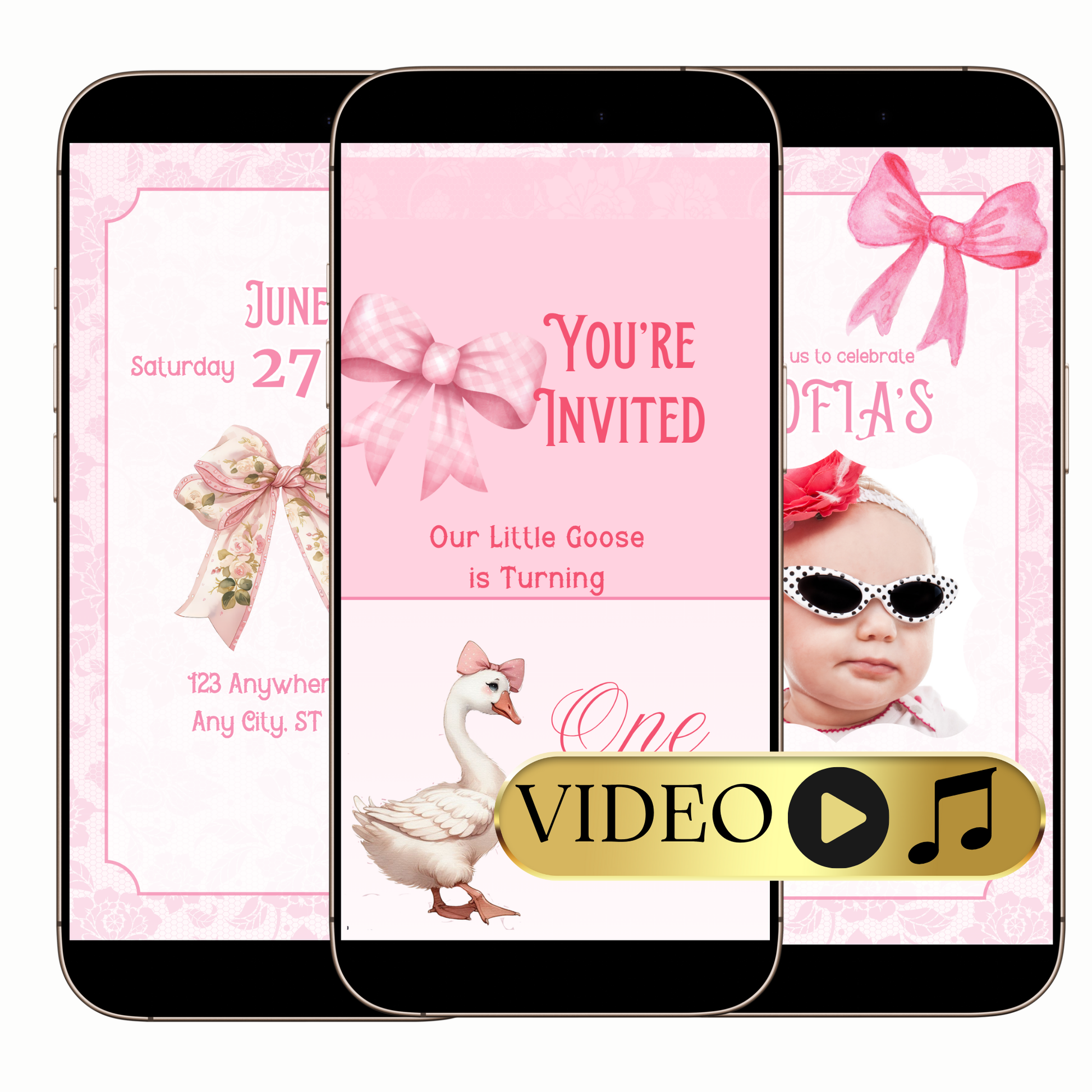 Stylish baby first year video invitation digital