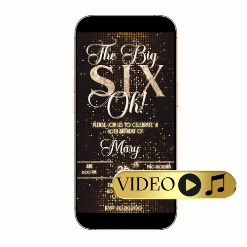 Editable Elegant Gold Glamour Video Invitation Template