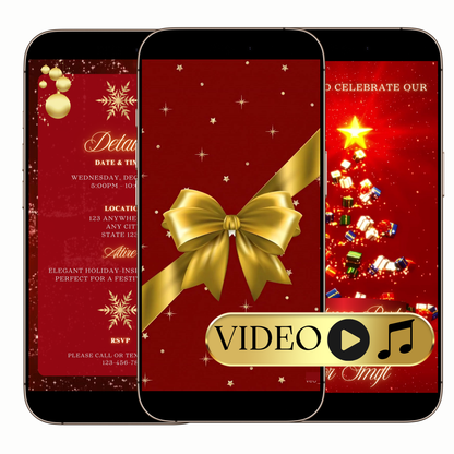 Flying gift box video invitation digital template
