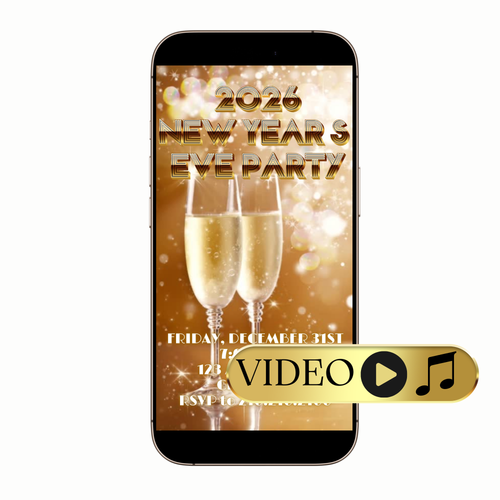 Digital retro Art Deco 2026 video invitation template