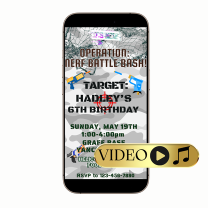 Digital Camouflage Battle Game Video Invitation MP4 Invite