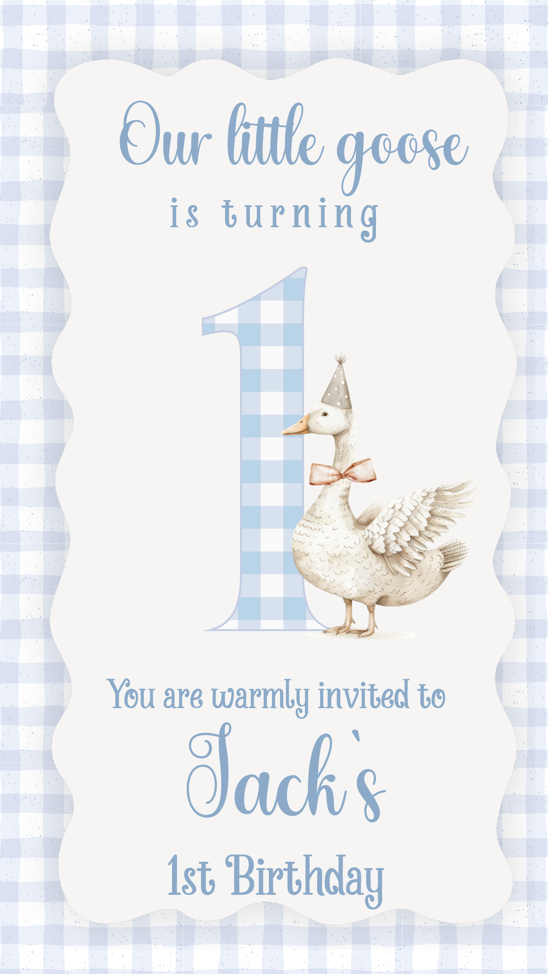 Phone mockup showing Blue Goose neon video invite