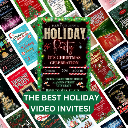 Christmas Party Video Invitation – Editable Canva Holiday Evite with Music