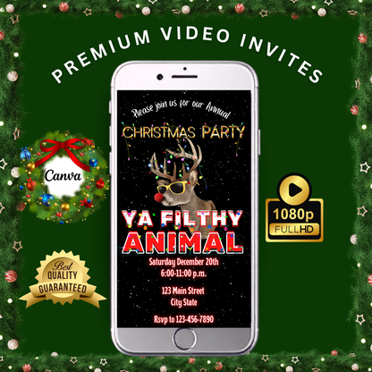 Ya Filthy Animal Christmas Video Invitation – Editable Christmas Vacation Evite
