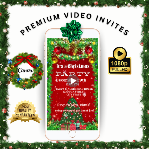 Western Christmas Party Video Invitation | Editable Canva Christmas Evite