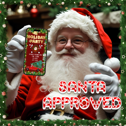 Christmas Fireman Party Video Invitation – Editable Christmas Firetruck Evite