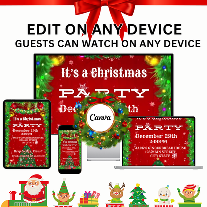 Western Christmas Party Video Invitation – Editable Canva Christmas Evite