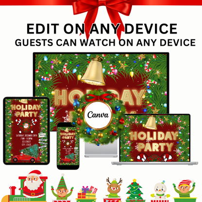 Christmas Fireman Party Video Invitation – Editable Christmas Firetruck Evite