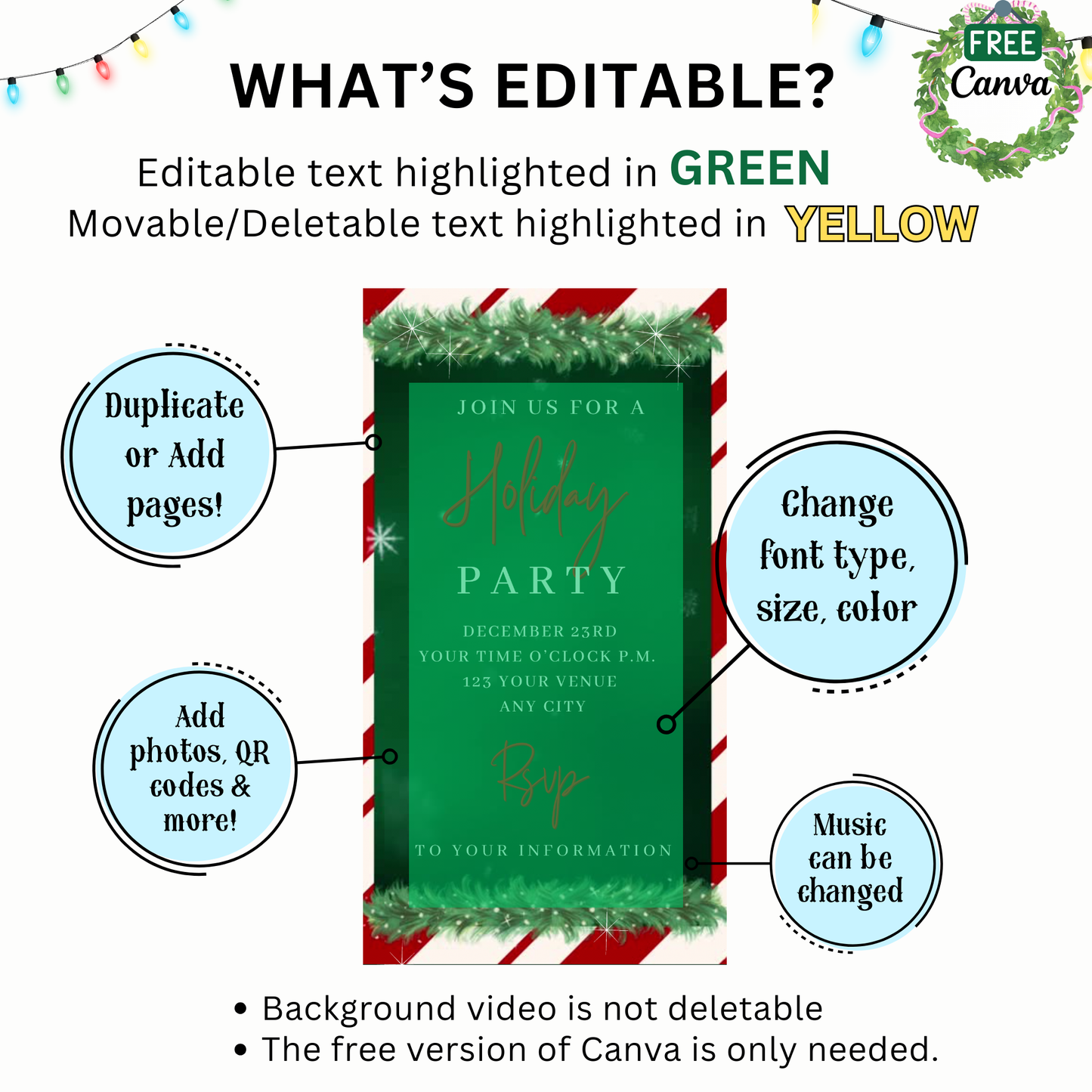 Christmas Party Video Invitation – Editable Animated Holiday Party Mobile Evite