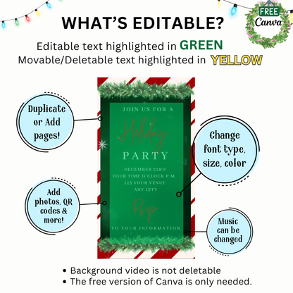Christmas Party Video Invitation – Editable Animated Holiday Party Mobile Evite